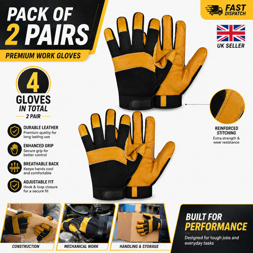 2xleather work gloves - work,