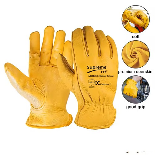 Yellow leather gardening - leather,