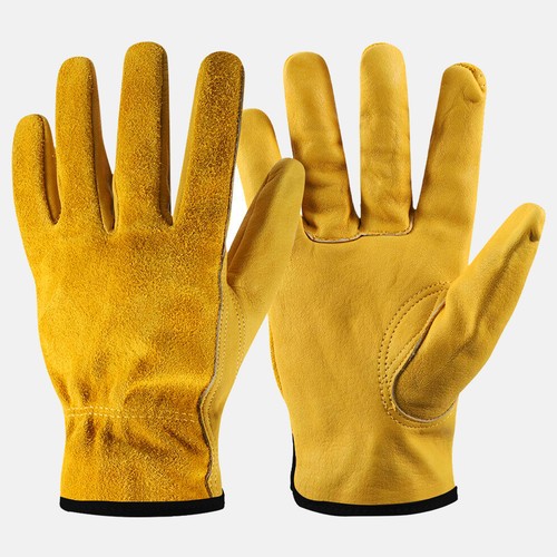 Yellow leather gardening work - leather,