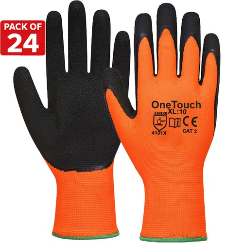 Orange vis work gloves - 24,